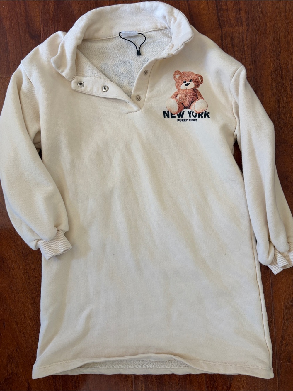 Zara Cream Teddy Bear Pullover Dress
